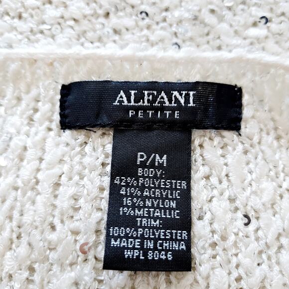Alfani Cream Sweater w/Sequins Size MP - Picture 10 of 10